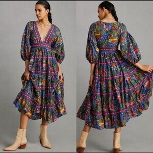 NWOT FARM Rio Animal Utopia Boho Colorful patterned Maxi Dress Size women’sLarge